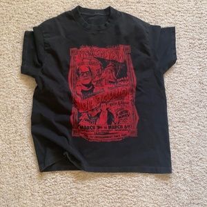 black shirt with red print